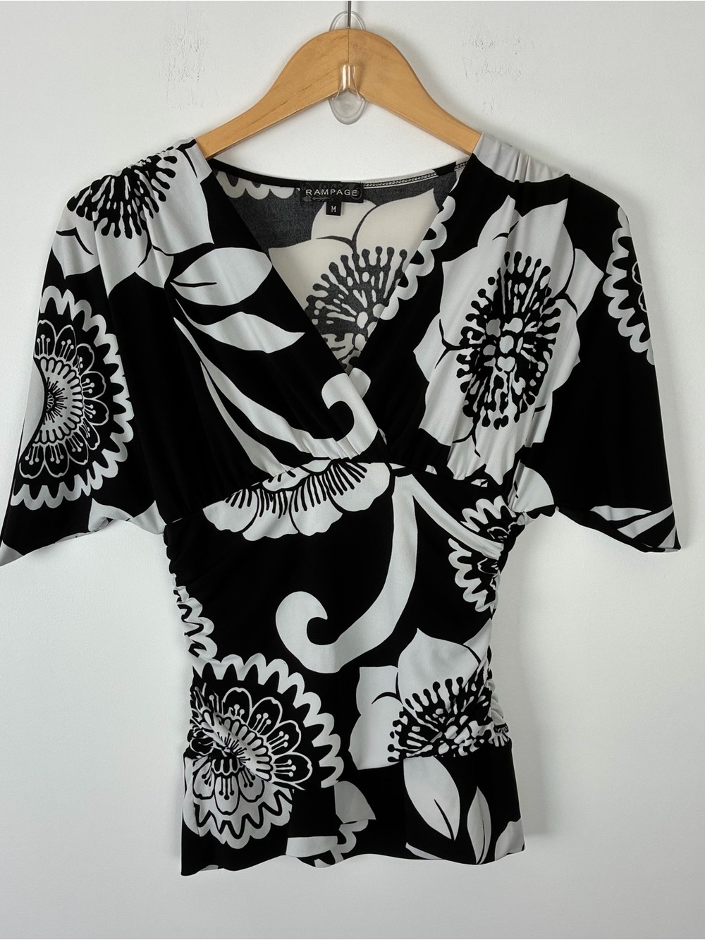 Vintage Rampage Black/White Floral Print Empire Waist Y2K Coquette Retro M